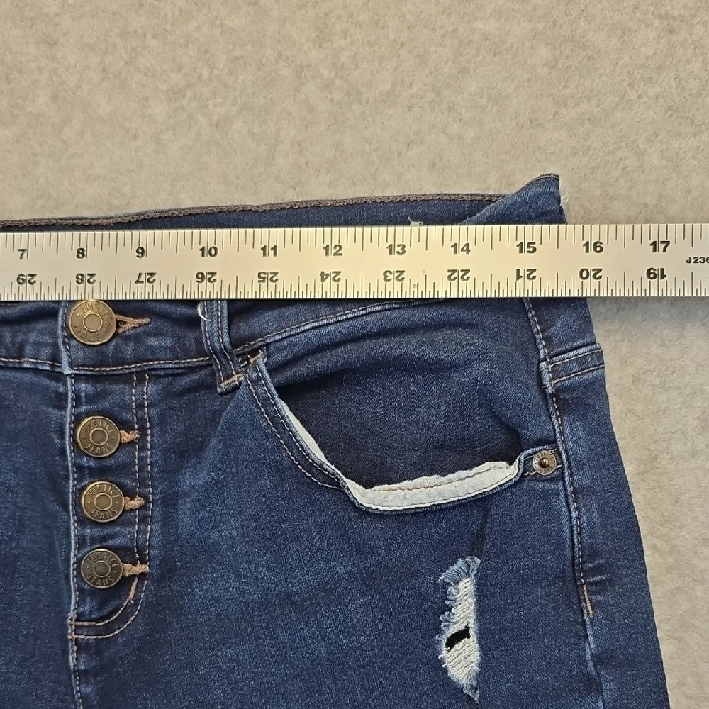 Justice Plus Size 24 Distressed Denim Shorts Button Fly Cuffed Hem